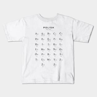 Polish Alphabet Chart, Poland Language Chart, White Kids T-Shirt